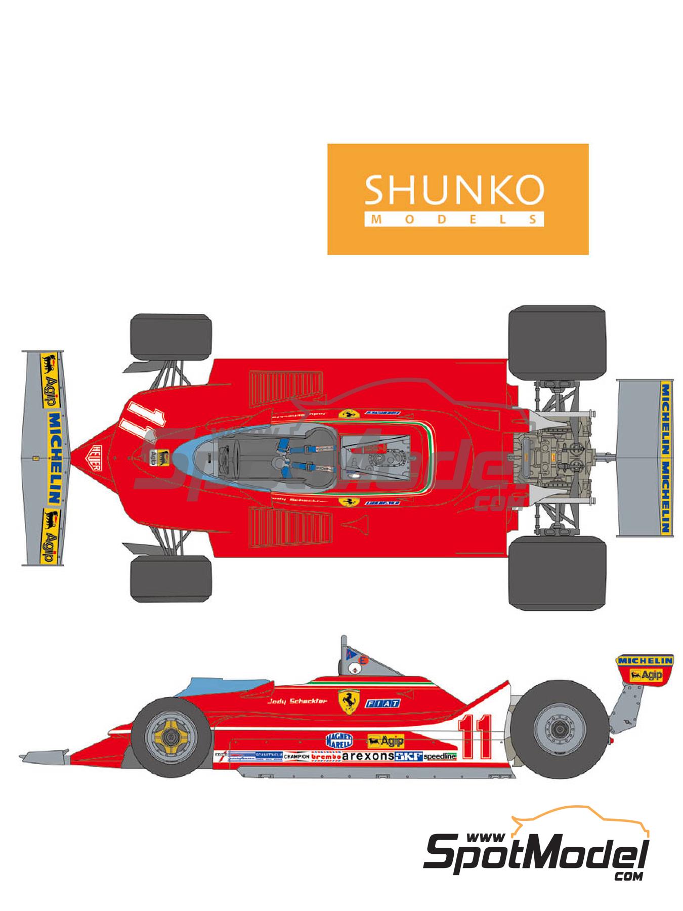 Ferrari 312T4 Scuderia Ferrari Team sponsored by Fiat Agip - Formula 1  World Championship 1979. Marking / livery in 1/12 scale manufactured by  Shunko